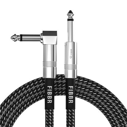 Picture of FIBBR Guitar Cable(10ft), Right Angle 1/4 Instrument Cable for Electric Guitar, Bass Guitar, Electric Mandolin, Pro Audio