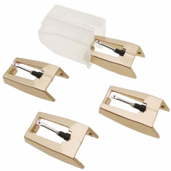 Picture of Vinyl Record Player Needles - Zentect Upgraded Golden Record Needle Diamond Turntable Stylus Replacement for Crosley Jensen Ion Victrola Phonograph (Pack of 4)
