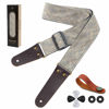 Picture of Nefelibata Guitar Strap, Vintage Cotton Guitar Straps with Genuine Leather Ends for Bass, Electric & Acoustic Guitars, Free Strap Button, 1 Pair Strap Locks and 4 Guitar Picks