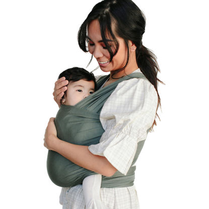 Picture of Solly Baby Wrap Carrier, Lightweight Hands-Free Baby Sling Carrier Newborns to Toddler, Infants 8-25 Lbs., Baby Registry Must Have, Baby Carrier Wrap, Newborn Baby Essentials, Basil