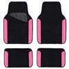 Picture of CAR PASS Rainbow Waterproof Universal Fit Faux Leather Car Carpet- Anti-Slip Nibbed Backing Floor Mats for SUV, Vans,Sedans,Trucks, Automotive Set of 4 for Women&Cute Girly (Black with Pink)
