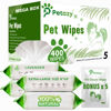 Picture of Petazy 400 Dog Wipes for Paws and Butt Ears Eyes | Organic Pet Wipes for Dogs | Lavender Scented Dog Wipes Cleaning Deodorizing | Extra Thick Paw Wipes for Dogs Cats Pets | Bonus Glove Wipes Included