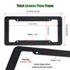 Picture of FBJTDQ Carbon Fiber License Plate Frames- Black Carbon Pattern Plastic Front & Rear Car Tag Holder Cover 2 Pack, for Men/Women, with Mount Hardware, Screws, Caps, Rattle Proof Pads, Handlebar Stickers