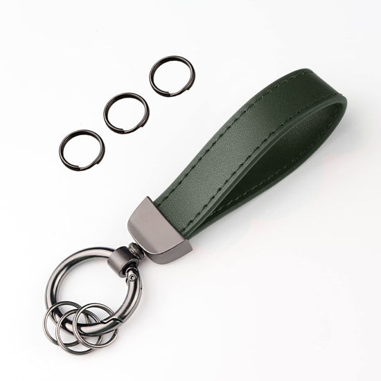 Picture of Turcee Leather Car Keychain,Creative Personality Leather Car Key Fob,Car Accessories Universal Key Fob Keychain for Men and Women (Green)
