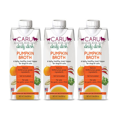 Picture of Caru - Daily Dish Pumpkin Broth Meal Topper for Dogs & Cats - Savory Pour-Over Broth - Pack of 3