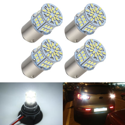 Picture of iFunyLED 4PCS 1157 LED Bulb Back Up Reverse Light 12V-24V Super Bright 2357 2057 7528 BAY15D LED Replacement Light Kit Set for Car Back Up Reverse Tail Brake Turn Signal Lights - Xenon White