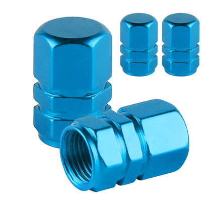 Picture of Alpmosn Aluminum Tire Stem Valve Caps Wheel Valve Covers Car Dustproof Tire Cap Cover Accessories, Universal for SUV, Car, Bike and Motorcycle，Hexagon Shape (4PCS Light Blue)