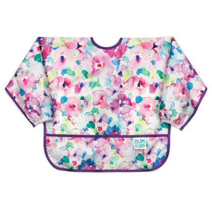 Picture of Bumkins Sleeved Bib for Girl or Boy, Baby and Toddler for 6-24 Mos, Essential Must Have for Eating, Feeding, Baby Led Weaning, Long Sleeve Mess Saving Food Catcher, Soft Fabric, Watercolors Floral