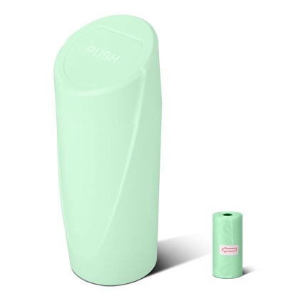 Picture of SGLRT Car Trash Can Bin with Lid - Car Garbage Can Cup Holder - Green Mini Leakproof Vehicle Trash Garbage Can Bin with 20pcs Trash Bags-Car Organizers and Storage for Front Back Seat Accessories