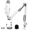 Picture of ZealSound Gaming Microphone Kit,Podcast Condenser USB Mic with Boom Arm,Supercardioid Microphone with Mute Button,Echo Volume Gain Knob,Adjust Monitor for Phone PC Computer (White)