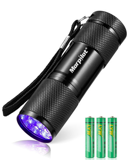 Picture of Morpilot Black Light Flashlight Mini UV Flashlight: 395nm Blacklight Flashlights, 9 Led Pet Urine Detector Light for Dog/Cat, Dry Stains, Resin Curing, Bed Bug