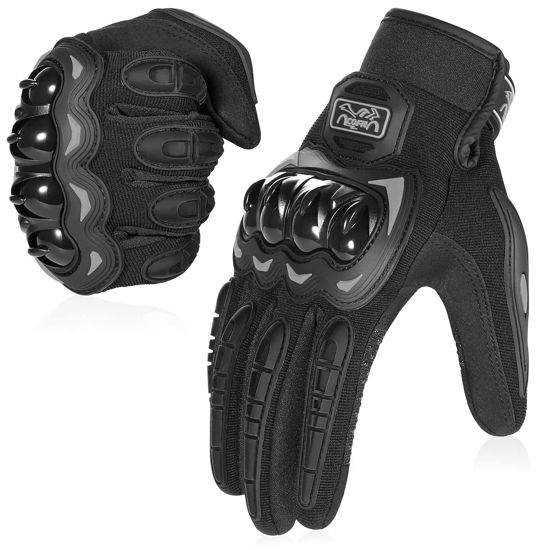Picture of COFIT Motorcycle Gloves Breathable, Touchscreen Motorbike Gloves Anti-Slip with Good Grip Hard Knuckles Protection for Men Women Motocross, BMX ATV MTB Cycling, Road Racing - Black XXXL