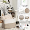 Picture of Goodpick Woven Storage Basket, Baskets for Organizing, Blanket Basket Living Room, Rope Baskets for Storage, Rectangle Toy Basket With Handles, Brown and White, 18 x 14 x 12 Inches