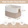 Picture of Goodpick Woven Storage Basket, Baskets for Organizing, Blanket Basket Living Room, Rope Baskets for Storage, Rectangle Toy Basket With Handles, Brown and White, 18 x 14 x 12 Inches