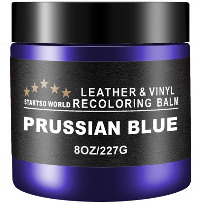 Picture of STARTSO WORLD Leather Recoloring Balm, Prussian Blue Leather Repair Kit for Furniture, Leather Dye, Leather Color Restorer for Couches, Leather Couch Paint | Repair, Restore & Renew Old, Faded Leather