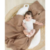 Picture of Konssy 2 Pack Muslin Swaddle Blankets for Baby Boys Girls, Receiving Blanket Large 47 x 47 inches, Soft Breathable Muslin Baby Blanket for Unisex Newborn(Brown, Cream)