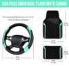 Picture of CAR PASS Leather Steering Wheel Cover and Waterproof Car Floor Mats,Microfiber Universal Car Combo Fit for 95% Sedan,SUV,Cars,14.5-15inch Sporty Anti-Slip Safety Comfortable Design(Black&Mint)
