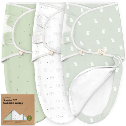 Picture of Baby Swaddle Sleep Sacks with Zipper - 3-Pack Newborn Swaddle Sack, Baby Swaddles Sleep Sack 0-3 Months, Wearable Blanket Baby, Baby Swaddle Blanket Wrap, Swaddle Sack, Easy Change Swaddle (Bunnies)