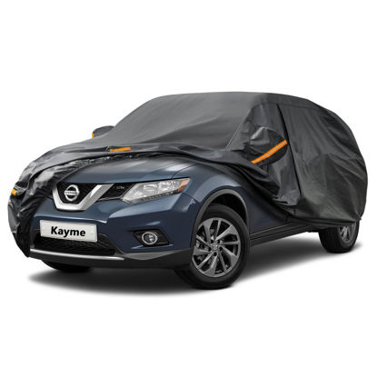 Picture of Kayme 7 Layers SUV Car Cover Custom Fit for Nissan Rogue (2007-2023) Waterproof All Weather for Automobiles, Outdoor Full Cover Rain Sun UV Protection.Black
