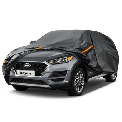 Picture of Kayme 7 Layers SUV Car Cover Custom Fit for Hyundai Tucson (2004-2024) Waterproof All Weather for Automobiles, Outdoor Full Cover Rain Sun UV Protection.Black