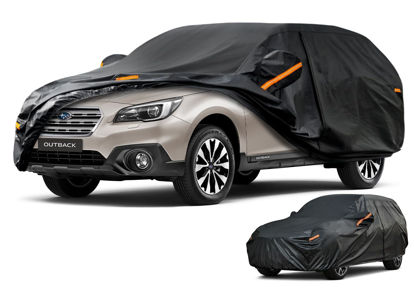 Picture of Kayme 7 Layers SUV Car Cover Custom Fit for Subaru Outback (1994-2024) Waterproof All Weather for Automobiles, Outdoor Full Cover Rain Sun UV Protection.Black