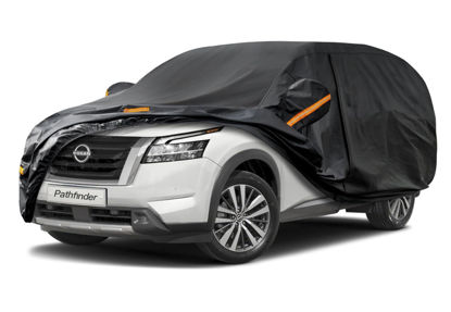 Picture of Kayme 7 Layers SUV Car Cover Custom Fit for Nissan Pathfinder (2005-2024) Waterproof All Weather for Automobiles, Outdoor Full Cover Rain Sun UV Protection.Black