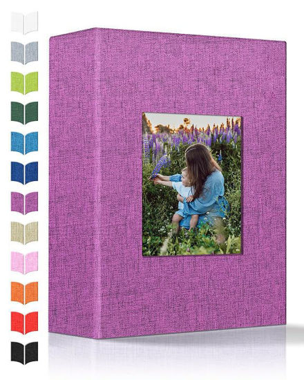 Picture of Artfeel Photo Album 4x6 with 100 Pockets,Slip-in Picture Albums,Linen Cover Memory Book with Front Window,White Page Vertical Photo Book for Wedding,Family,Anniversare,Baby,Vacation