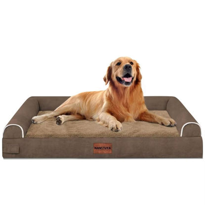 Picture of Large Dog Bed Orthopedic Washable: Beds Bolster XL Bed Big XLarge Dogs Memory Foam Couch Sofa Waterproof with Removable Cover - Brown