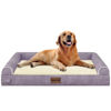 Picture of Large Dog Bed Orthopedic Washable: Beds Bolster XL Bed Big XLarge Dogs Egg Crate Foam Couch Sofa Waterproof with Removable Cover - Purple