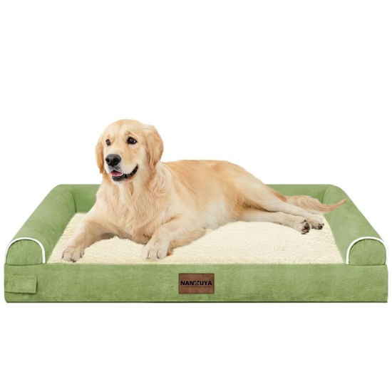 Picture of Large Dog Bed Orthopedic Washable: Beds Bolster XL Bed Medium Large Dogs Egg Crate Foam Couch Sofa Waterproof with Removable Cover - Grass Green