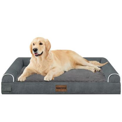 Picture of Large Dog Bed Orthopedic Washable: Beds Bolster XL Bed Big XLarge Dogs Memory Foam Sofa Couch Waterproof Removable Cover - Dark Grey