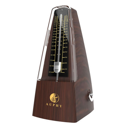 Picture of AUPHY Mechanical Metronome with Accent Bell, Classic Shape, Accurate Beat, Multiple Beat Modes, Suitable for Piano Guitar Drums Violin Saxophone etc（Wood Grain）