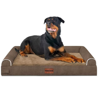 Picture of Large Dog Bed Orthopedic Washable: Beds Bolster XL Bed Large Big Dogs Memory Foam Couch Sofa Waterproof with Removable Cover - Brown