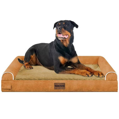 Picture of Large Dog Bed Orthopedic Washable: Beds Bolster XXL Bed Big XLarge Dogs Egg Crate Foam Sofa Couch Waterproof Removable Cover - Orange