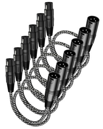 Picture of VANDESAIL Short XLR Cables, Microphone Cable 2ft Feet 6 Pack, Mic Cord Braided Balanced 3 Pin Connector Male to Female XLR for Mixer, XLR Speaker Systems ect
