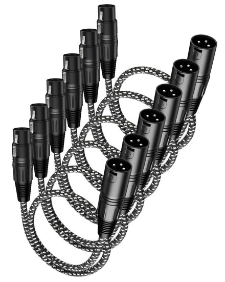 Picture of VANDESAIL Short XLR Cables, Microphone Cable 2ft Feet 6 Pack, Mic Cord Braided Balanced 3 Pin Connector Male to Female XLR for Mixer, XLR Speaker Systems ect