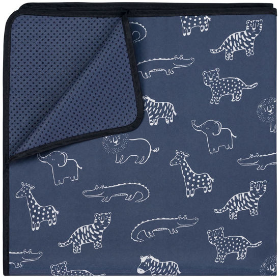 Picture of Blissful Diary Baby Splat Mat for Under High Chair, 50.4 x 50.4 Inch Wipeable Splash Mat, Waterproof and Washable, Anti-Slip Floor Protector, Safari Animals