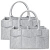 Picture of Cute Castle 2 Pack Diaper Caddy Organizer - Portable Baby Caddy Organizer with Handle, Nursery Storage Bin and Car Organizer for Girls, Boys - Baby Gift Basket - Grey