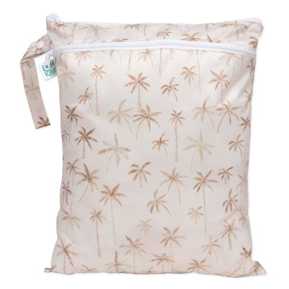 Picture of Bumkins Waterproof Wet Dry Bag for Baby, Travel, Swim Suit, Cloth Diapers, Pump Parts, Pool, Gym Clothes, Toiletry, Strap to Stroller, Daycare, Zip Reusable Bag, Wetdry Packing Pouch, Palm Trees