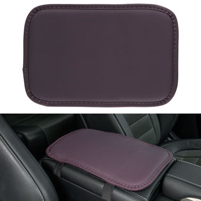 Picture of Amiss Auto Center Console Pad, PU Leather Car Armrest Seat Box Cover Protector, Universal Waterproof Non Slip Soft Center Console Armrest Pad for Most Vehicle, SUV, Truck, Car (Purple)