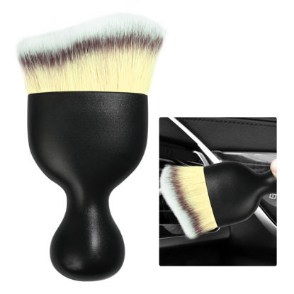 Picture of Ziciner Car Detailing Brush, Curved Soft Bristles Auto Removal Dust Collectors, Universal Vehicle Dashboard, Air Conditioner Vents etc Interior Cleaning Tool Accessories (Beige)