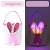 Picture of FlameFlash Easter Bunny Baskets Empty with Lights, Large Easter Egg Hunt Baskets for Kids, Canvas Easter Basket Candy Tote Bags with Handles, Easter Decorations Party Supplies (Blue+Pink+Purple)