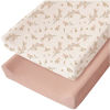 Picture of Konssy Muslin Changing Pad Cover for Baby Girls Boys, 100% Cotton Fitted Diaper Chang Table Covers, Soft Breathable Changing Pad Sheets, 2 Pack (Floral,Pink)
