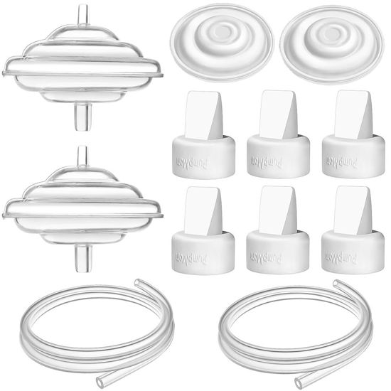 Picture of PumpMom-us Breast Pump Parts for Spectra, Replace Duckbill Valves Tubes Backflow Protector Membrane for Spectra S1 S2 9 Plus Breastpumps
