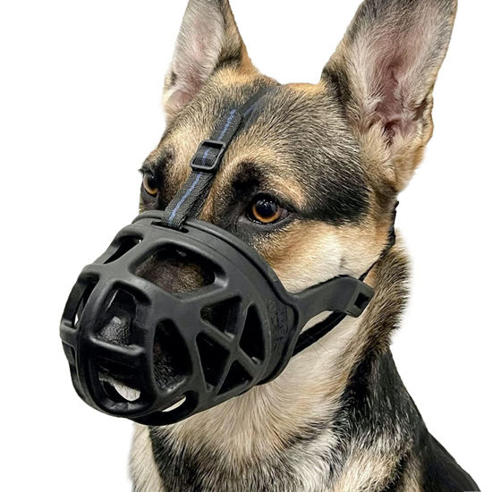 Picture of BARKLESS Dog Muzzle, Basket Muzzle for Biting, Chewing and Scavenging, Humane Cage Mouth Cover, Perfect for Grooming and Training Small, Medium, Large Aggressive Reactive Dogs (S, Black)