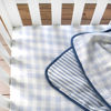Picture of HonestBaby Fitted Crib Sheets Fits Standard Mattress Bassinet, Mini Prints 100% Organic Cotton Baby Boys, Girls, Unisex, Blue Painted Buffalo Check, One Size