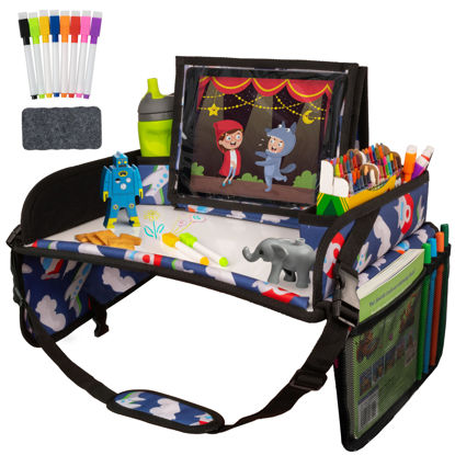 Picture of Lusso Gear Kids Travel Tray for Toddler & Kids Car Seat, Lap Tray for Airplane, Kids Travel Desk Essential Accessories, Table Tray for Road Trip Activities (Airplanes)