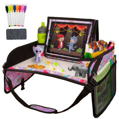 Picture of Lusso Gear Kids Travel Tray for Toddler & Kids Car Seat, Lap Tray for Airplane, Kids Travel Desk Essential Accessories, Table Tray for Road Trip Activities (Mermaids)