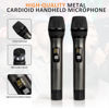 Picture of Soundgeek Wireless Microphone UHF Metal Dual Handheld Mic with Rechargeable Receiver 200ft Range, Microphone for Singing, Karaoke, Church, Speech, Wedding, Party Singing(2 Mics, Gray & Gray)