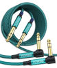 Picture of AkoaDa 1/4 inch Instrument Cable 10 ft 2Pack, 6.35mm 1/4 TRS Balanced Stereo Audio Male to Male Cable for Bass Instrument,Electric Instrument,Pro Audio,Mixers,（Green）